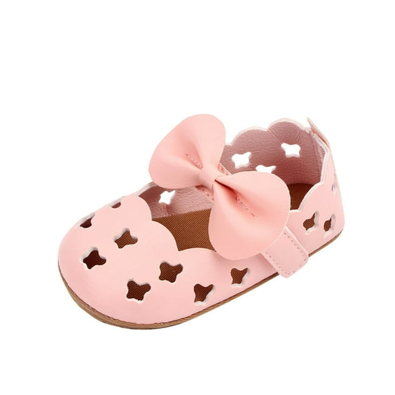 Fesfesfes Baby Hollow Breathable Shoes Spring Summer Non-Slip Soft Sole Toddler Walking Shoes,Cute Round Toe Casual Slippers(Pink#1,9-12 Months)