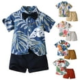 thumbnail image 1 of Fesfesfes Baby Outfits For Boys Boys' Flower Shirt Summer Holiday Beach Style Short Sleeve Flower Shirt Casual Pants Children's Suit 2-3 Years, 1 of 9