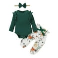 thumbnail image 1 of Fesfesfes Baby Outfits for Girls Fashion Girls Casual Long Sleeve Tops Round Neck Collar Botton Solid Long Pants Sets, 1 of 9