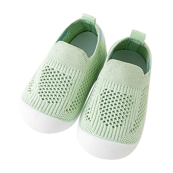 Fesfesfes Baby Spring Knit Indoor Shoes Non-Slip Soft Sole Toddler First Walking Shoes Breathable Floor Socks for Crawling and Learning to Walk,Lightweight Round Toe(Green#1,24-30 Months)