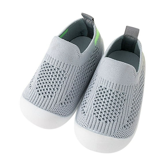 Fesfesfes Baby Spring Knit Indoor Shoes Non-Slip Soft Sole Toddler First Walking Shoes Breathable Floor Socks for Crawling and Learning to Walk,Lightweight Round Toe(Gray#1,18-24 Months)
