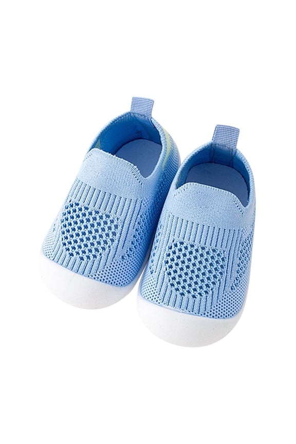 Baby Spring Knit Indoor Shoes Non-Slip Soft Sole Toddler First Walking Shoes Breathable Floor Socks for Crawling and Learning to Walk,Lightweight Round Toe(Blue#1,18-24 Months)