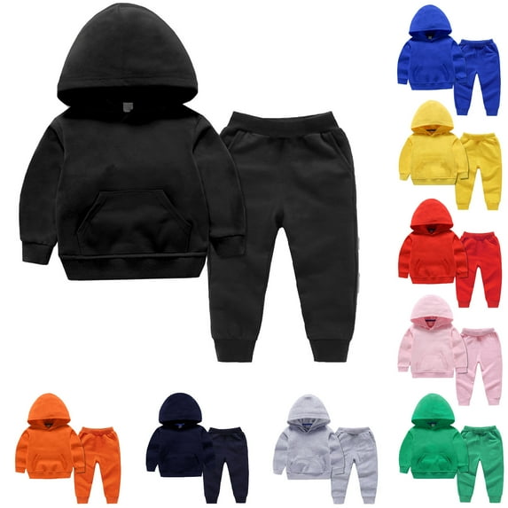 Fesfesfes Baby Sweater Outfit Toddler Baby Boys Girls Candy Color Solid Color Leggings Casual Kids Sports Pants Hoodies Set