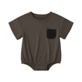 thumbnail image 1 of Fesfesfes Baby Toddler Boys Girls Short Sleeve Cotton Blend Bodysuit Romper, Solid Color Crewneck Summer Outfit for Daily Play Wear Kids Aged 0-18 Months Old., 1 of 3