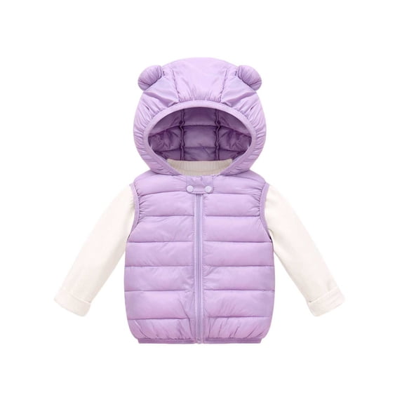 Fesfesfes Baby Toddler Unisex Hooded Puffer Vest with Bear Ears Lightweight Zip Up Warm Quilted Sleeveless Outerwear for Boys Girls 0-5 Years