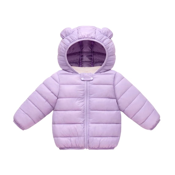 Fesfesfes Baby Toddler Unisex Winter Puffer Jacket Solid Color Hooded Coat with Bear Ears Full Zip Lightweight for Boys Girls 0-5 Years