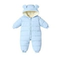 thumbnail image 1 of Fesfesfes Baby Winter Warm Fleece Lined Hooded Jumpsuit Full Zip 1 Piece Snowsuit Thick Padded Romper Cozy Outfit for Boys Girls Toddler 0 24 Months Cold Weather Wear(Light Blue#2,18-24 Months), 1 of 7