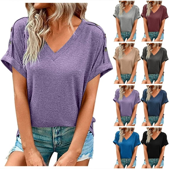 Fesfesfes Basic Tees for Womens Cap Sleeve Tank Tops Casual T-Shirt Loose Fit Basic Womens Shirts Casual S(US:4)