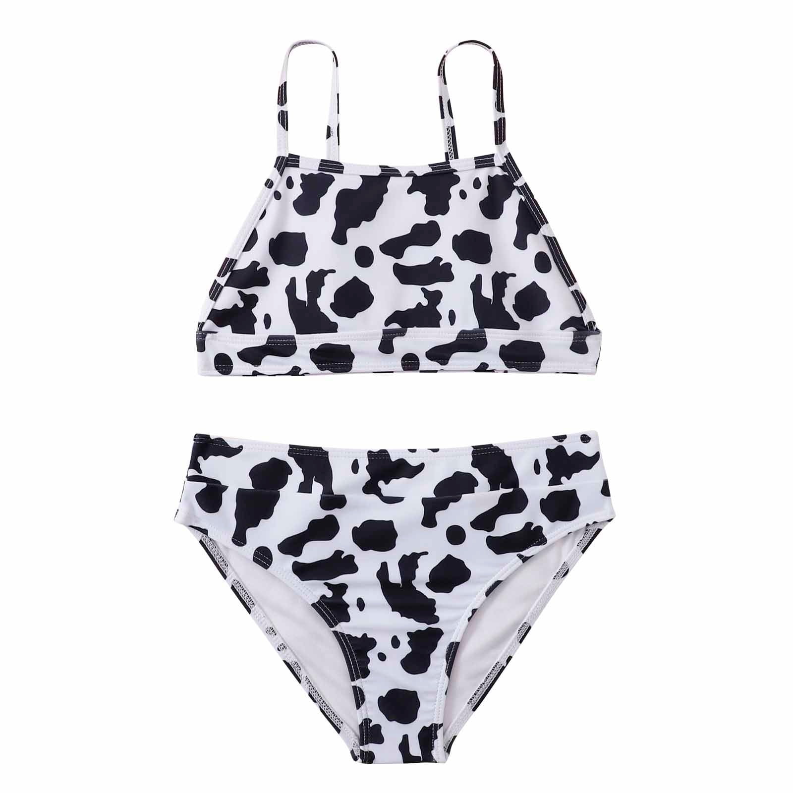 Fesfesfes Big Girls Swimwear Teen Girls Swimsuit Cow Printed Sleeveless
