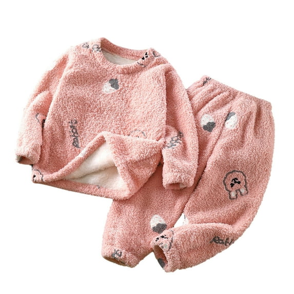 Fesfesfes Big Kids Fleece Outfits Boys and Girls Outfits Toddler Pattern Printed Long Sleeve Tops and Pants Sets Thickening Home Wear Clothes Suit 10-12 Years