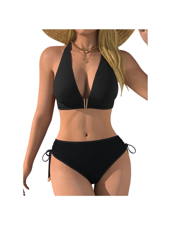Bikini Sets for Women Swimwear Split Bikini Sets High Waist Swimsuit Split Swimwear Beachwear Halter Neck Pool Party Bikinis