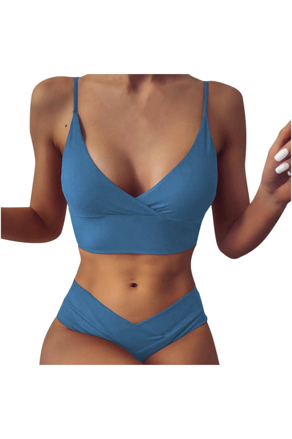 Bikinis for Women Low Cut Swimsuit 2023 New Fashion With Bra Pad Wireless Quick Drying Single Wearing Floral Bikini Swimsuit Split Swimsuit Spring