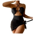 thumbnail image 1 of Fesfesfes Bikinis for Women Halter Neck Swimsuit Solid Bikini Strap Bikini Split Swimsuit Set Three-piece Swimming Suit Spring Saving, 1 of 8