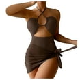 thumbnail image 1 of Fesfesfes Bikinis for Women Halter Neck Swimsuit Solid Bikini Strap Bikini Split Swimsuit Set Three-piece Swimming Suit Spring Saving Sale, 1 of 8