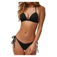 thumbnail image 1 of Fesfesfes Bikinis for Women Scoop Neck Swimsuit Solid Bikini Sexy Split Slim Split Swimsuit Set Spring Saving, 1 of 9