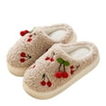 thumbnail image 1 of Fesfesfes Black Dress Shoes for Women Cotton Slippers For Women In Winter Cute Cherries Casual Shoes Indoor Home Warm Thick-Soled Avoid Slipping Slippers 5.5-6(36-37), 1 of 7