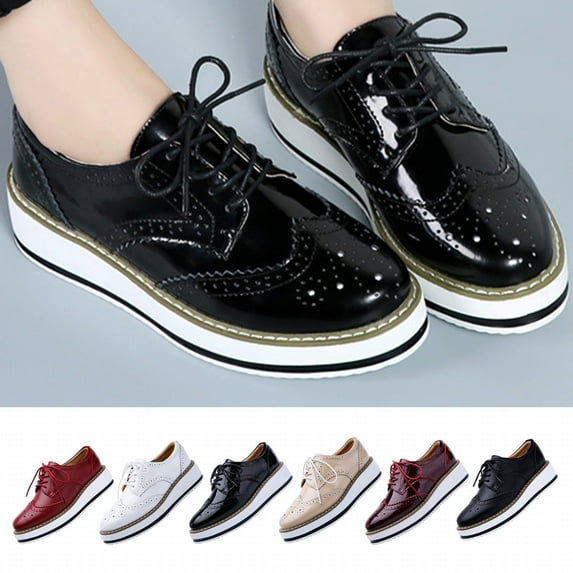 Fesfesfes Black Flat Matsuke Thick Sole Synthetic Sports British Style Block Medium Heel Hollowed Out Womens Shoes 9.5(43)