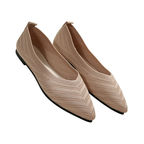 Fesfesfes Black Loafers Women Pointed Toe Solid Casual Pointed Shallow Cut Flat Sole Comfortable Lightweight Shoes 37(6)