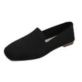 thumbnail image 1 of Fesfesfes Black Loafers for Women Round Toe Casual Comfortable Soft Sole Knit Breathable Shallow Mouth Shoes 37(6), 1 of 5