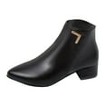 thumbnail image 1 of Fesfesfes Black Platform Boots for Women Ladies Fashion Casual Solid Color Pointed Toe Thick Heel 7.5(40), 1 of 3