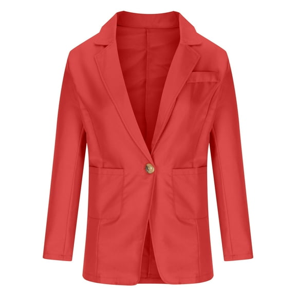 Fesfesfes Blazer Coat for Women Pocket Coat Jacket Solid Long Sleeve Outerwear Tops