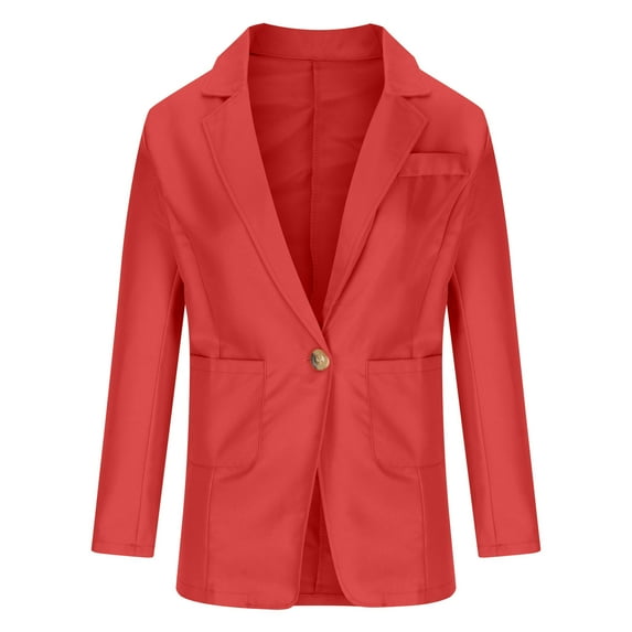 Fesfesfes Blazer Coat for Women Pocket Coat Jacket Solid Long Sleeve Outerwear Tops