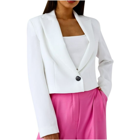 Fesfesfes Blazer Coat for Women Spring And Fall Solid Color Long Sleeve Button Lapel Thin Suit Small Jacket Clearance