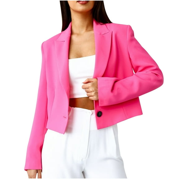 Fesfesfes Blazer Coat for Women Spring And Fall Solid Color Long Sleeve Button Lapel Thin Suit Small Jacket