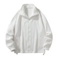 thumbnail image 1 of Fesfesfes Blouse Shirt for Men Casual Solid Turndown Long Sleeve Pullover Zipper Top Hoodie, 1 of 5
