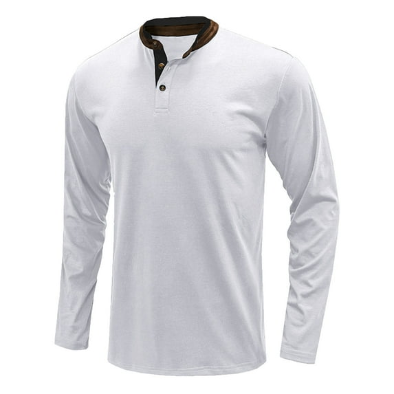 Fesfesfes Blouse Shirt for Men Casual Stand-up Collar Fashion T-shirt Long-sleeved Pullover Stand-up Collar Collar Blouse Tops
