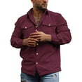 thumbnail image 1 of Fesfesfes Blouse Shirt for Men Corduroy Button Jacket Long Sleeve Striped Casual Vintage Double Pocket Work Top Shirt On Sale, 1 of 5