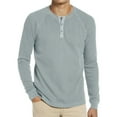 thumbnail image 1 of Fesfesfes Blouse Shirt for Men Long Sleeve Waffle Solid Color Bottoming Shirt Buttonless Crew Neck Pullover Top, 1 of 7