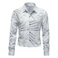 thumbnail image 1 of Fesfesfes Blouse Shirt for Men New Long Sleeve Printed Casual Lapel Button Button Light Business Shirt Under $10, 1 of 6