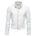 thumbnail image 1 of Fesfesfes Blouse Shirt for Men New Long-sleeved Solid Color Casual Lapel Button Button Light Business Shirt Under $10, 1 of 7