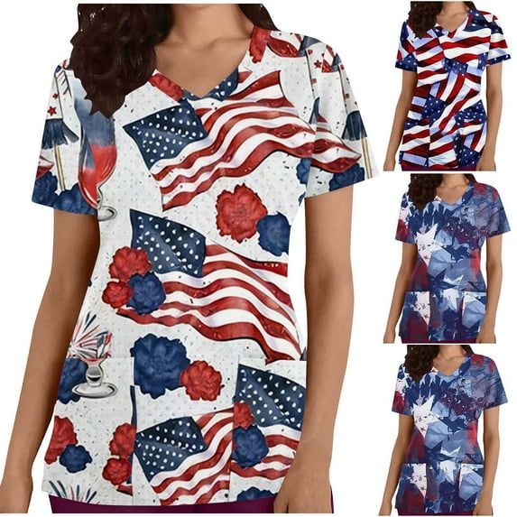 Fesfesfes Blouse Women's Fashion Casual Solid Round Neck Short Sleeve Pockets Loose T-Shirt Pullover Tops Gym Shirt M(US:6)