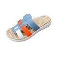 thumbnail image 1 of Fesfesfes Bohemian Style Women's Flat Summer Sandals Handmade Woven Comfortable Lightweight Shoes for Beach Vacation Casual Outfits(Blue#2,US 6.5), 1 of 5