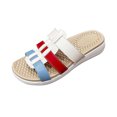 thumbnail image 1 of Fesfesfes Bohemian Style Women's Flat Summer Sandals Handmade Woven Comfortable Lightweight Shoes for Beach Vacation Casual Outfits(White#2,US 8), 1 of 5