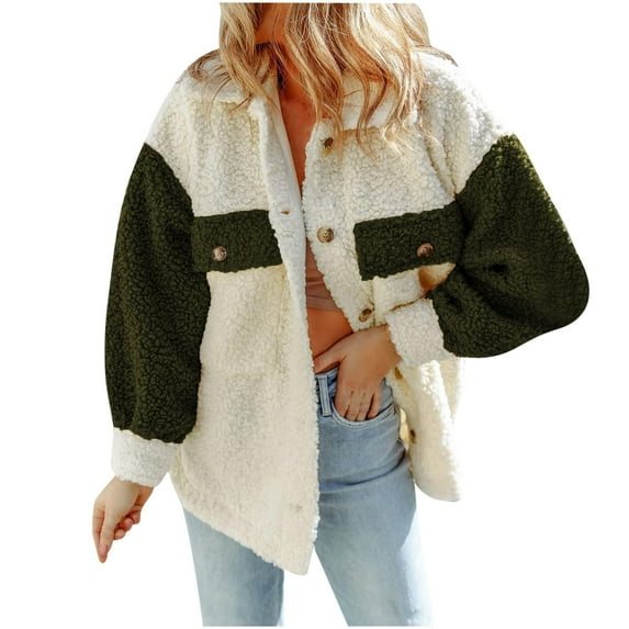 Fesfesfes Bomber Jacket for Women Jacket Jacket Casual Plush Coat With Pocket Warm Comfortable And Warm Fleece Jacket Fall Saving Clearance