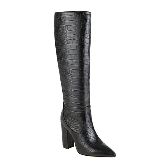 Fesfesfes Boots For Women Knee High Fall And Winter Boots Thick High-heeled Snake Print Sleeve Round Toe High Boots Boots US:9.5(43)