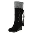 thumbnail image 1 of Fesfesfes Boots For Women Knee High Plush Lined Snow Boots With Tassels High Wedges Boots Snow Boots for Teen Girls 42(US:9), 1 of 5