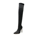 thumbnail image 1 of Fesfesfes Boots For Women Knee High Sexy Nightclub Rhinestone Stretch High Heel Over The Knee Stage Net Stockings US:9.5(43), 1 of 9