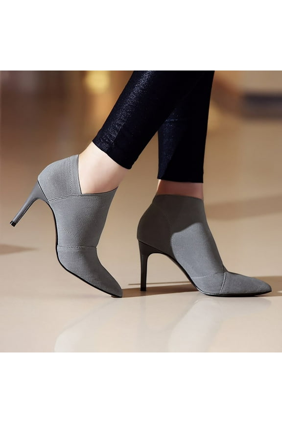 Boots Women Winter Heels Super High-heeled Single Pointed Toe Heels Boots 8.5(40)