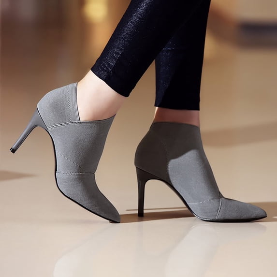 Fesfesfes Boots Women Winter Heels Super High-heeled Single Pointed Toe Heels Boots 8.5(40)