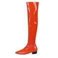 thumbnail image 1 of Fesfesfes Boots for Teen Girls Fall/Winter Candy Low Heel Patent Synthetic Side Zip Tall Over-the-Knee Boots US:7.5(40), 1 of 8