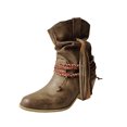 thumbnail image 1 of Fesfesfes Boots for Teen Girls Winter Solid Color Vintage Tassel Tied Sleeve Heel 9(42), 1 of 5