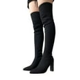 thumbnail image 1 of Fesfesfes Boots for Women Elastic Long Boots Over Knee Thick Heels Pointed Toe Slimming Boots Knitted Sock Shoes US:6.5(38), 1 of 7