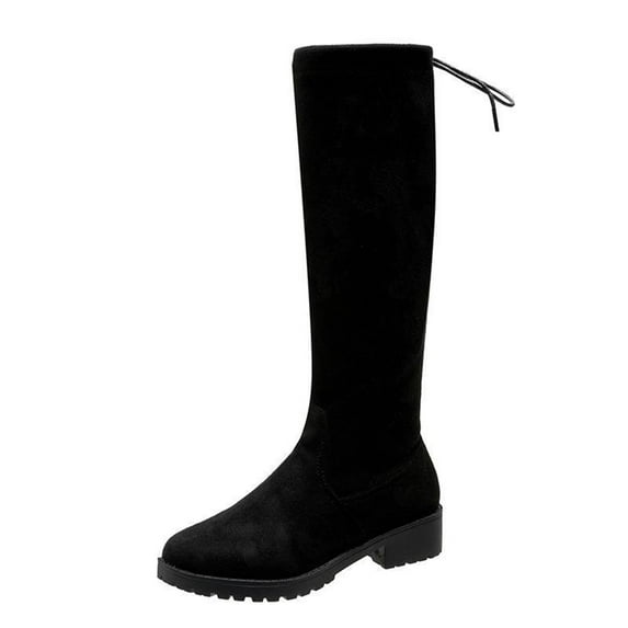 Fesfesfes Boots for Women Oversized Back Zipper Boots Non-slip Boots With Thick Heels US:5.5(36)