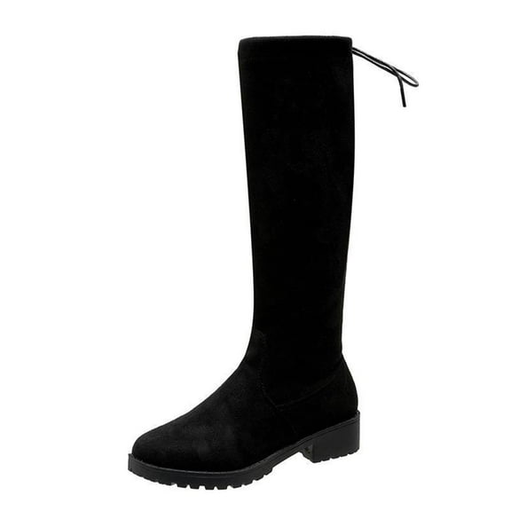 Fesfesfes Boots for Women Oversized Back Zipper Boots Non-slip Boots With Thick Heels US:7(39)