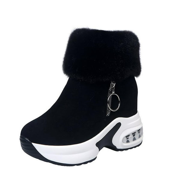 Fesfesfes Boots for Women Winter New Short Tube Plus Velvet Women's To Keep Warm, Cotton And Snow 35(US:5-5.5)