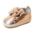 thumbnail image 1 of Fesfesfes Bow Baby Sports Toddler Shoes Summer Non-Slip Breathable Soft Sole for Active Play Cute Walking Shoes for Girls,Lightweight Sneakers(Gold,0-6 Months), 1 of 9